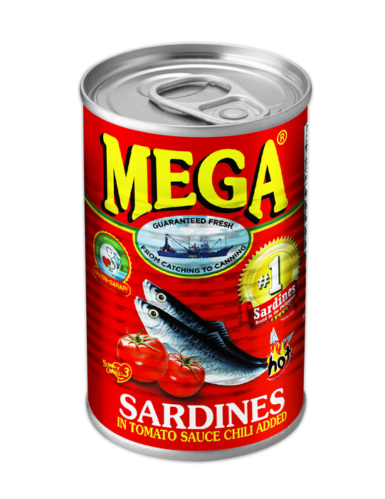 [Mega Relief] Mega Sardines in Tomato Sauce Chili 155g - 1 Case/100 cans
